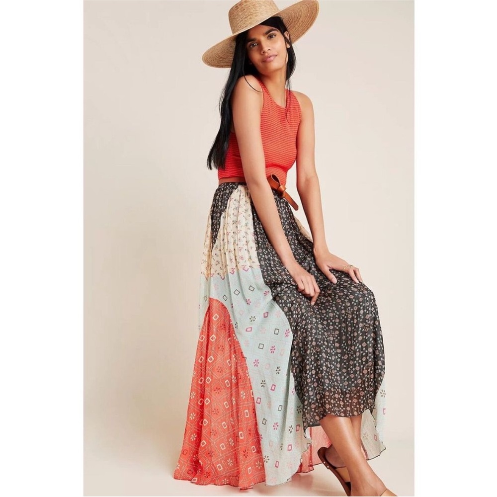 M NWT Brand New Anthropologie Verb by Pallavi Singhee Margot Pleated Maxi Skirt